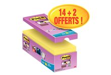 Boite 16 blocs notes 90 feuilles sticky 76 x 76  coloris jaune dont 2 gratuits