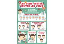 Poster en PVC 76x52 cm les gestes barrières