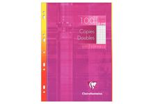 Étui de 100 copies doubles perforées CLAIREFONTAINE, format A4, quadrillé 5x5, papier 90g, blanc