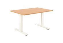 Bureau assis debout L140 cm Boost piètement Blanc plateau Chêne