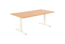 Bureau assis debout L180 cm Boost piètement Blanc plateau Chêne