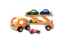 Camion porte-voitures avec 4 véhicules en bois