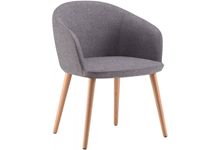 Fauteuil pieds bois Milos bleu gris chiné