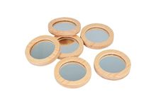 Lot de 6 miroirs ronds en bois diamètre 7,4 cm