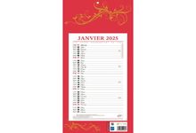 Calendrier mensuel 12 feuilles 36x19cm rouge