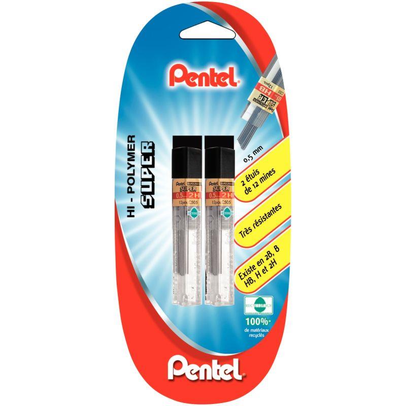 Image de  Blister de 2 étuis de 12 mines Hi-Polymer 0,5mm 2H 