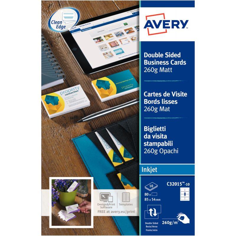 Image de  Paquet de 80 cartes de visite blanc mat 85x54mm 260g 