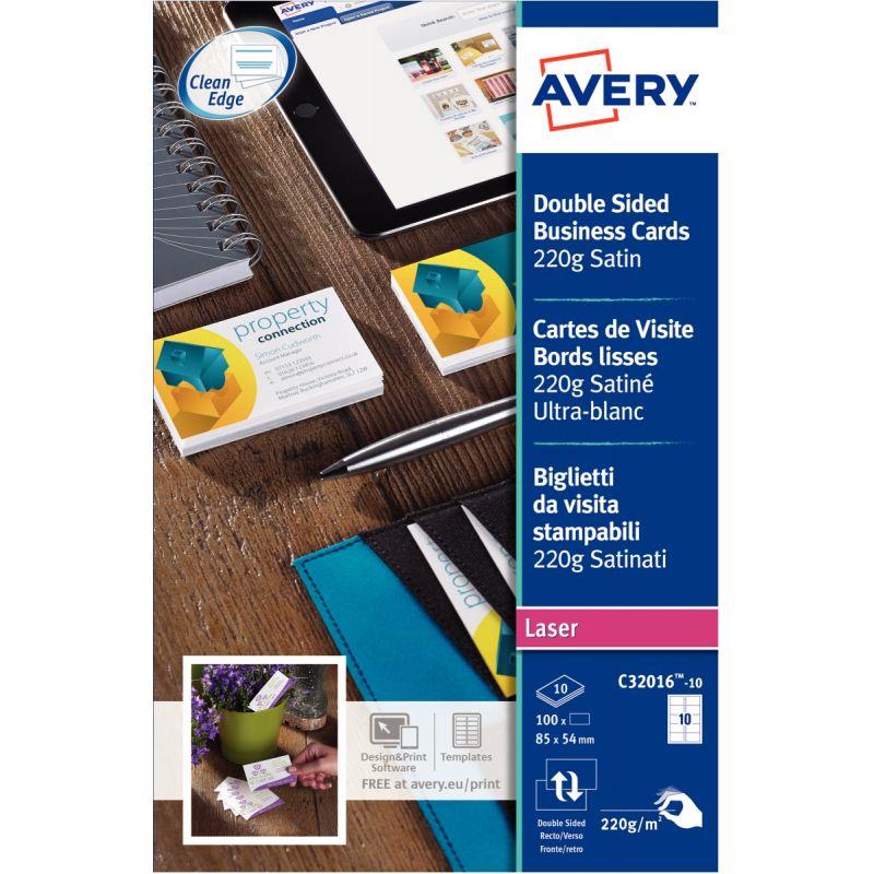 Image de  Paquet de 100 cartes de visites blanc satin 85x54mmm 220g 