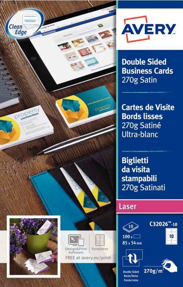 Image de  Boite de 100 cartes de visite 85x54mm 270g blanc satiné 