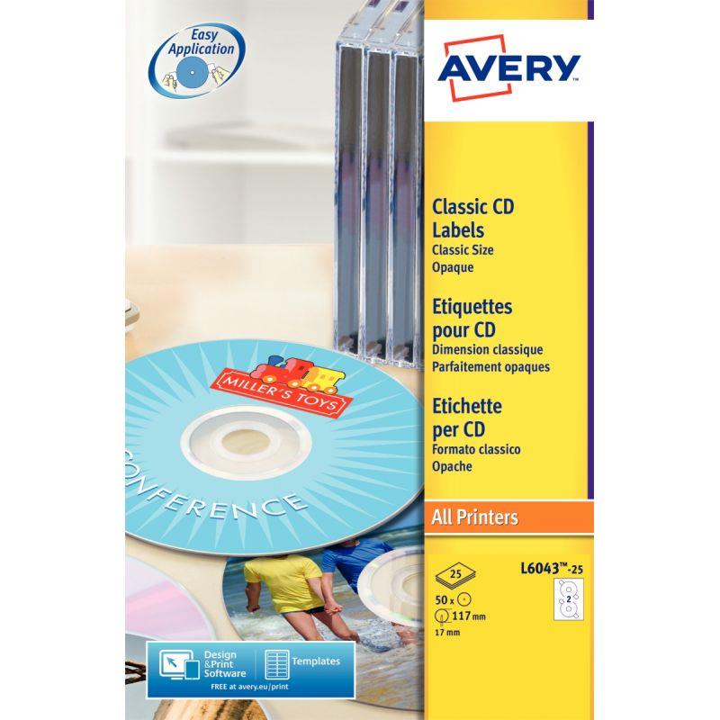 Image de  Paquet de 50 étiquettes Avery laser pour CD blanc 