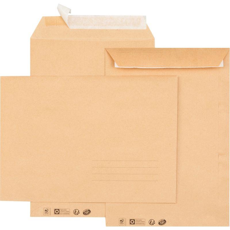 Image de  Paquet de 10 pochettes kraft 229x324mm 85g bande siliconée avec zone d''adresse 
