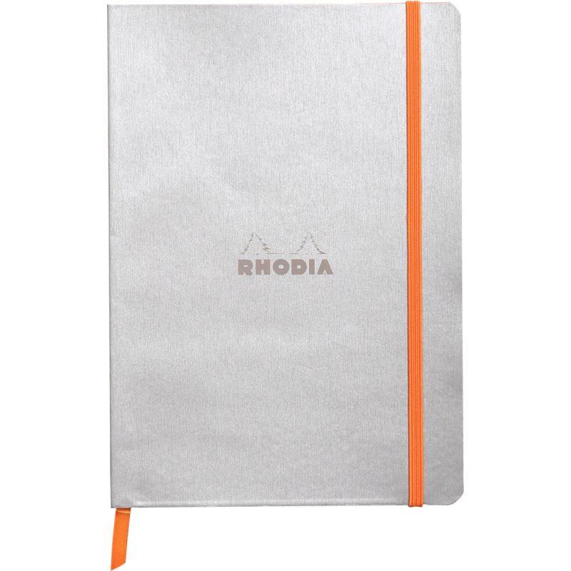 Image de  Carnet 160 pages RHODIARAMA format A5, ligné, couverture souple en simili cuir, argent 