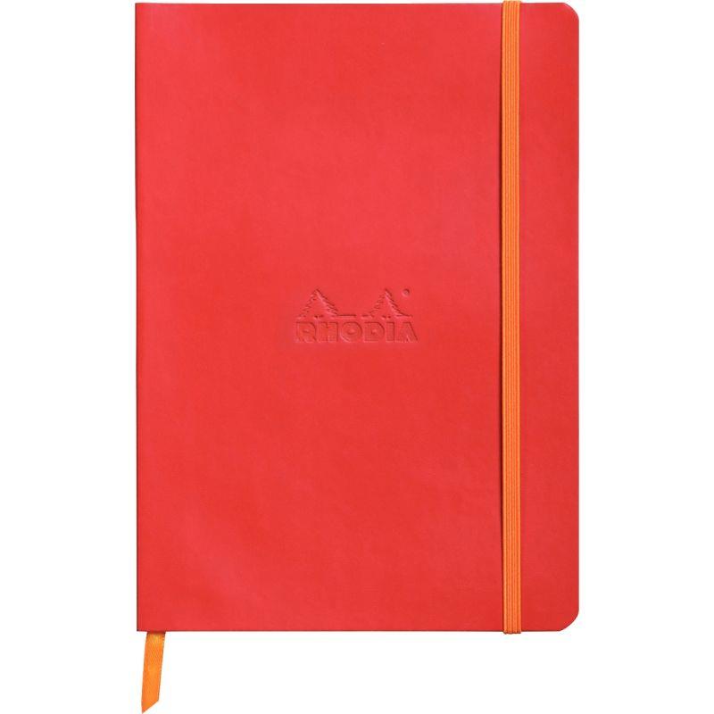 Image de  Carnet 160 pages RHODIARAMA format A5, dot (pointillés), couverture simili cuir, rouge coquelicot 