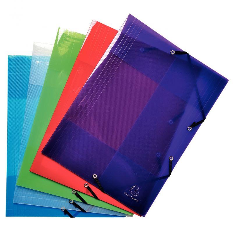 Image de  Paquet de 5 chemises 3 rabats à élastiques CRYSTAL en polypropylène, coloris assortis 