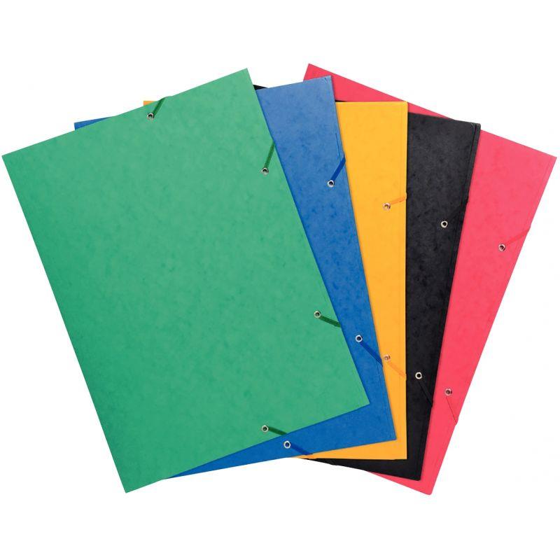 Image de  Chemise 3 rabats à élastiques en carte lustrée 600g format A3, coloris assortis 
