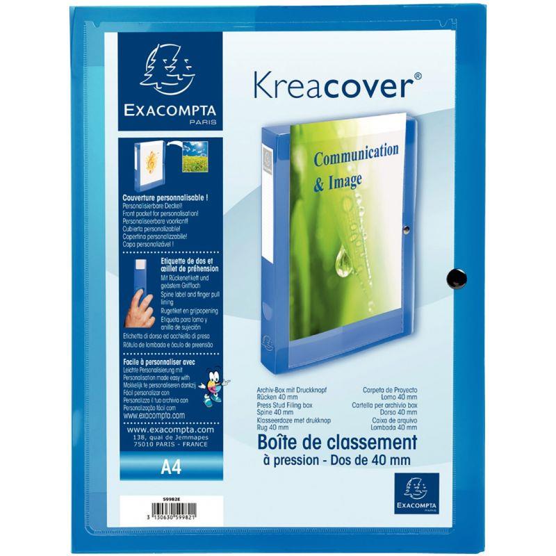 Image de  Boite de classement personnalisable en polypropylène KREACOVER dos 4 cm, bleu 