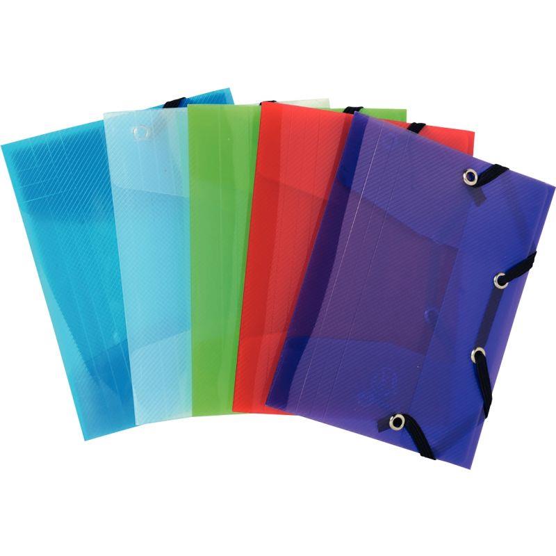 Image de  Chemise 3 rabats à élastiques CRYSTAL en polypropylène, format pocket 12x16 cm, coloris assortis 