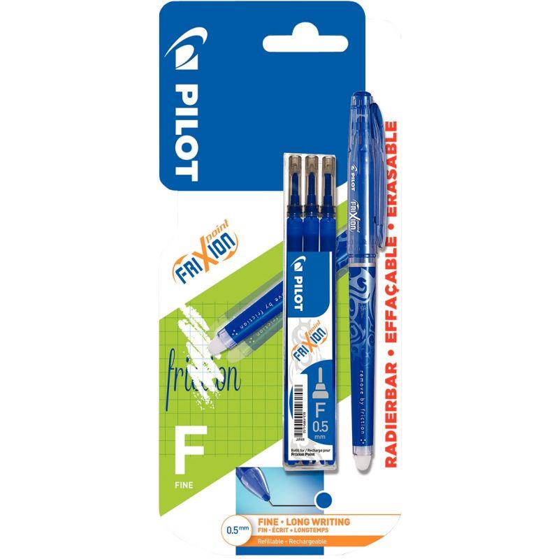 Image de  Blister de 1 roller Frixion Point bleu et 3 recharges bleues 