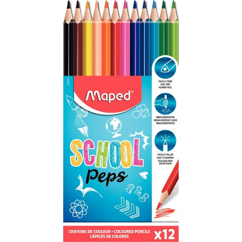 Image de  Pochette de 12 crayons de couleur Schoolpeps 