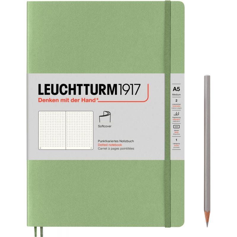 Image de  Carnet format A5 couverture rigide pointillé coloris vert sauge 