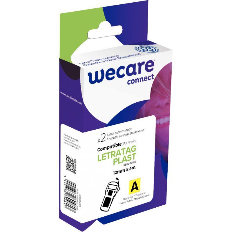 Image de  Pack de 2 letratag plastique noir sur jaune 12 x 4 m compatible 
