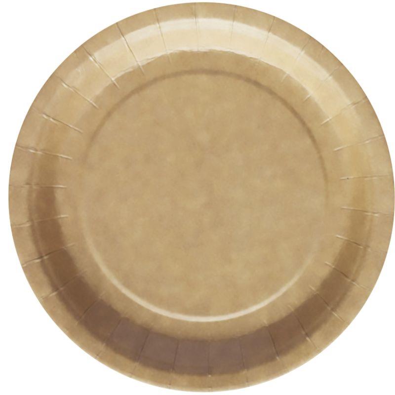 Image de  Paquet de 50 assiettes en carton diamètre 22cm kraft 