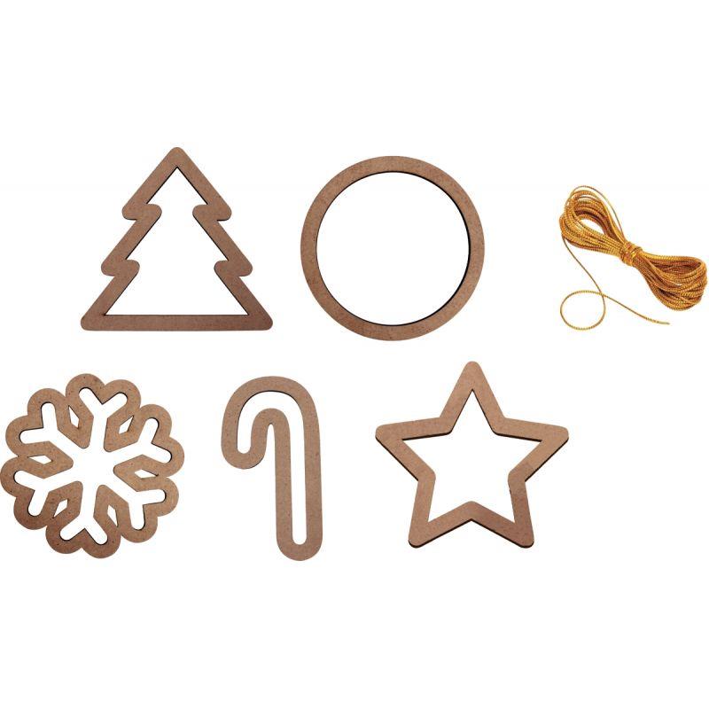 Image de  Lot de 50 suspensions de Noël évidées en bois 