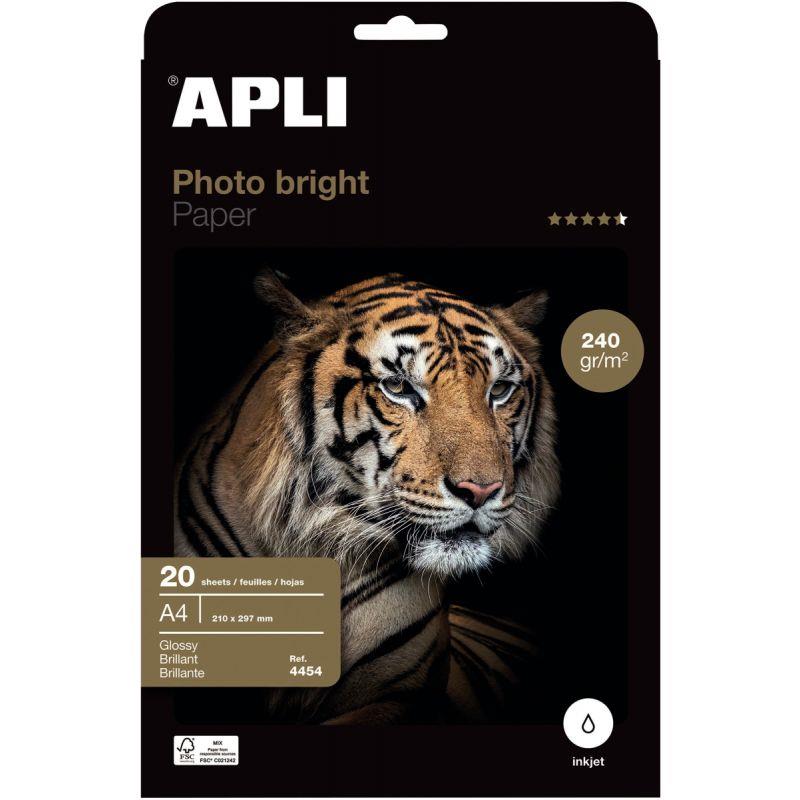 Image de  Pochette de 20 feuilles APLI format A4 brillant 240g 