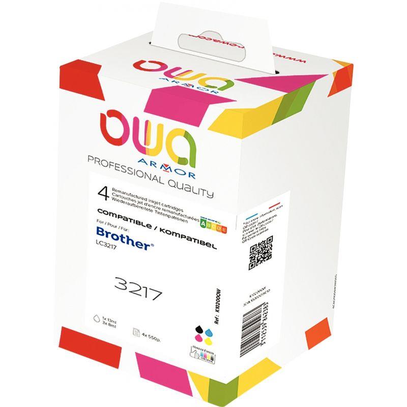 Image de  OWA Armor pack de 4 cartouches jet d''encre noire, cyan, magenta et jaune compatible Brother POT (LC 