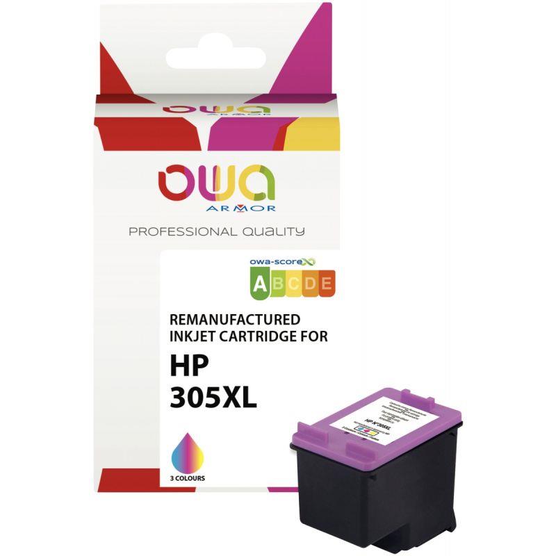 Ref. 07334, OWA Cartouche jet d''encre couleurs haute capacité compatible HP 305XL (3YM63AE), marque ARMOR