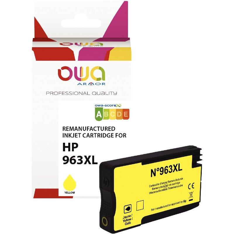 Ref. 07338, OWA Cartouche jet d''encre jaune haute capacité compatible HP 963XL (3JA29AE), marque ARMOR
