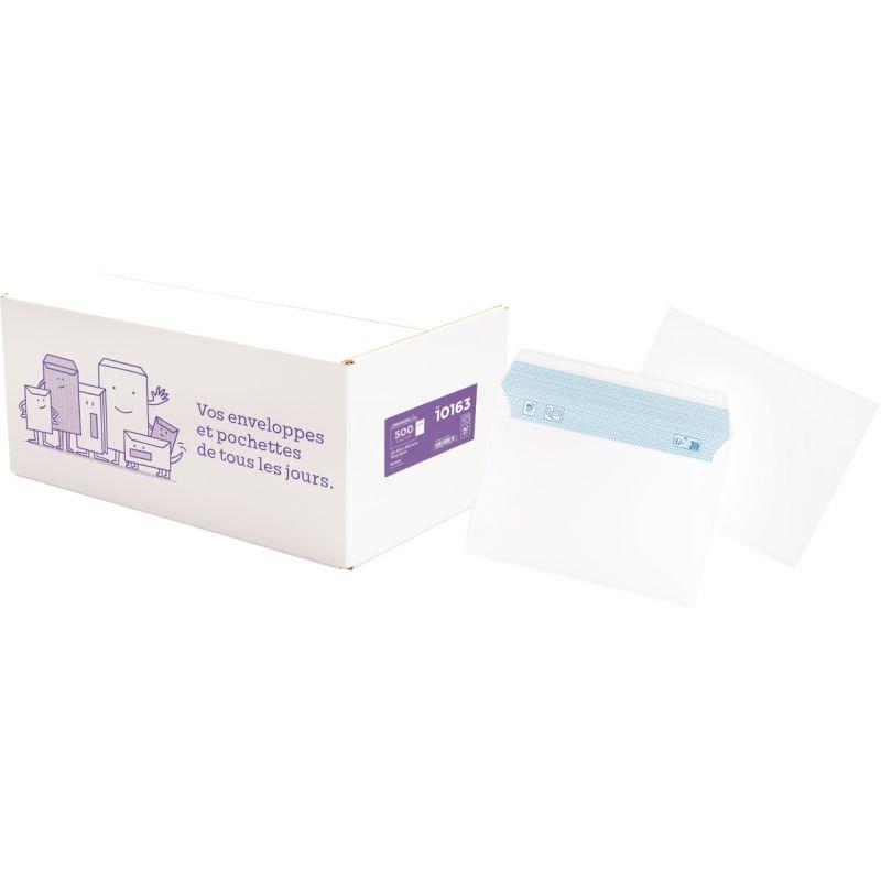 Image de  Boite de 500 enveloppes blanches 114x162mm 80g bande silliconée 