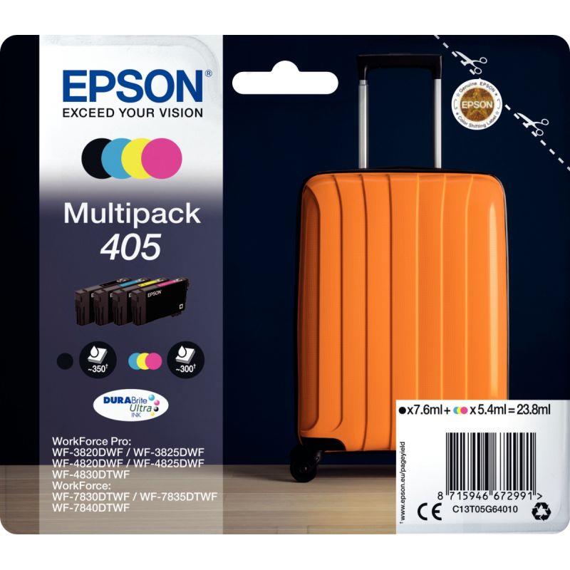 Image de  Epson VALISE / 405 lot 4 cartouches jet d''encre noire, cyan, magenta, jaune authentique (T05G640) 