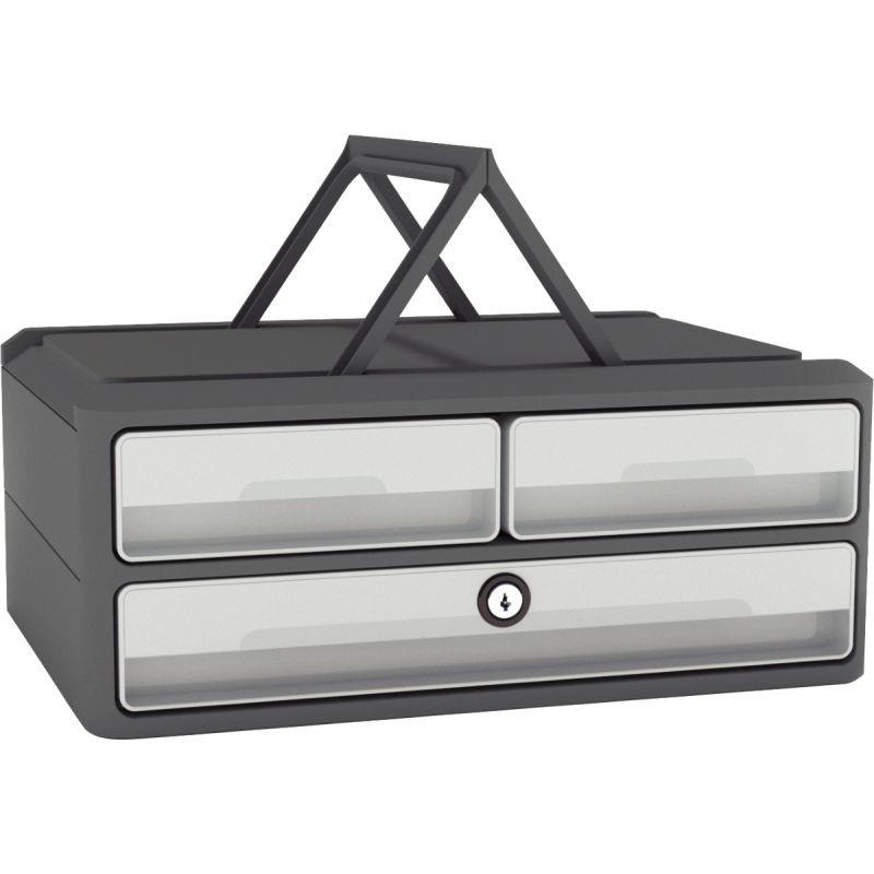 Image de  Module 3 tiroirs MOOVUP gris foncé/gris clair 