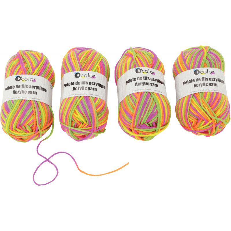 Image de  Lot de 4 pelotes de laine coloris arc en ciel, 50g 