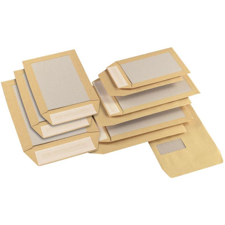 Image de  Boite de 100 pochettes dos cartonné 229x324mm bande siliconnée 