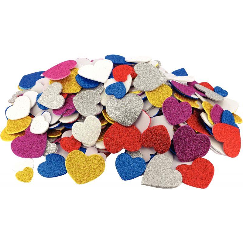 Image de  Sachet de 200 coeurs pailletés en mousse de caoutchouc adhésive 