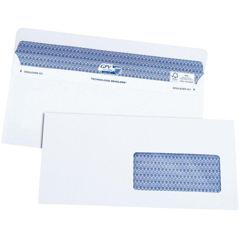 Image de  Boite de 100 enveloppes blanches 110x220mm 90g autocollante fenêtre 45x100mm 