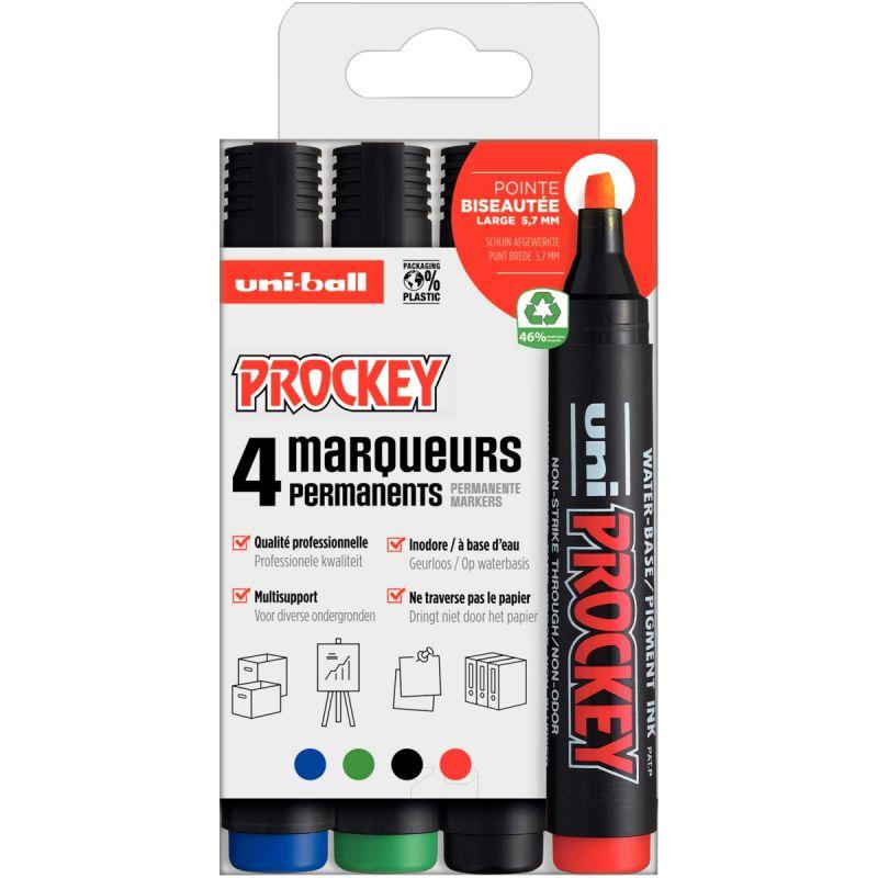 Image de  Boîte de 4 marqueurs Prockey pointe moyenne biseautée assortis 