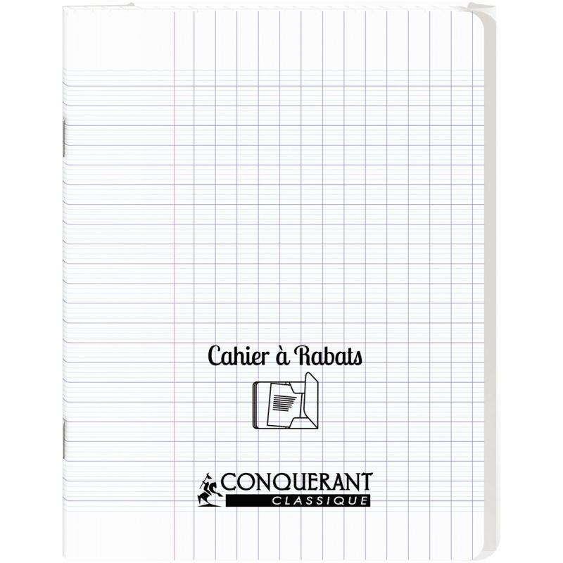 Image de  Piqûre 48 pages avec 2 rabats, format 17x22 cm, seyès 90g, couverture polypropylène incolore 