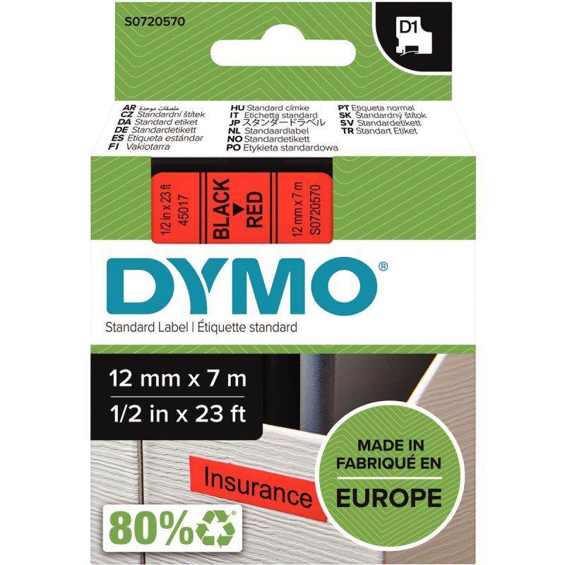 Image de  Recharge DYMO D1 12 mm x 7 m noir et rouge 