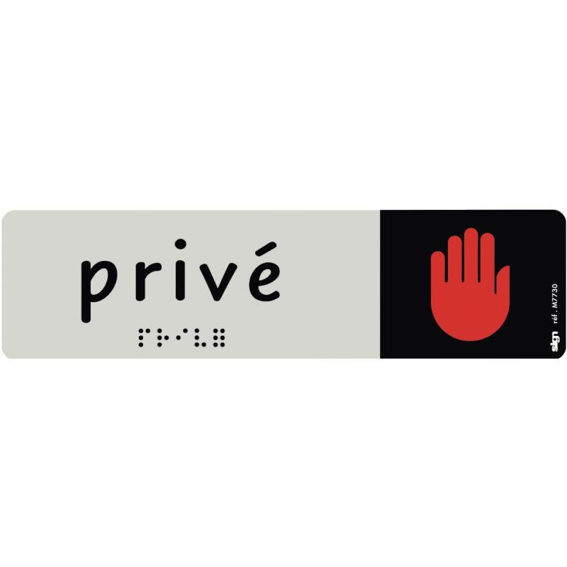 Image de  Plaque aluminium de signalisation avec texte en braille Privé format 170 x 45 mm 