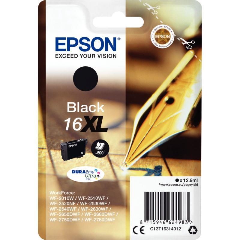 Image de  Epson STYLO PLUME / 16XL cartouche jet d''encre noire haute capacité authentique (T163140) 