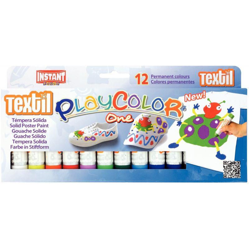 Image de  Boite de 12 sticks de gouache textile couleurs assorties 