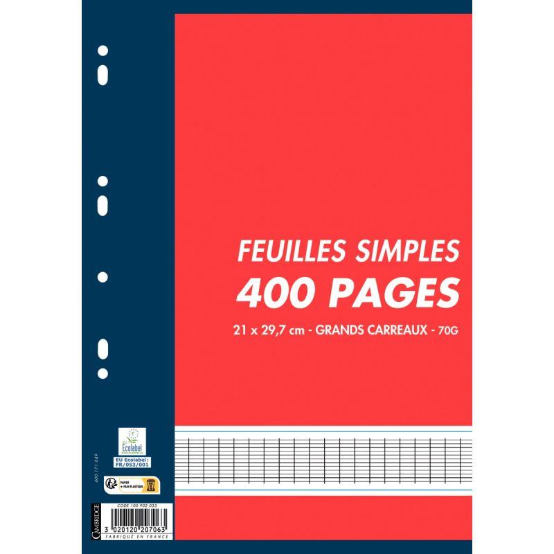 Image de  Sachet de 200 feuillets mobiles, format A4, seyès, papier 70g, blanc 