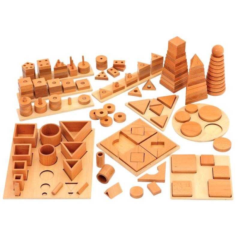 Image de  Lot de 12 encastrements assortis en bois naturel 
