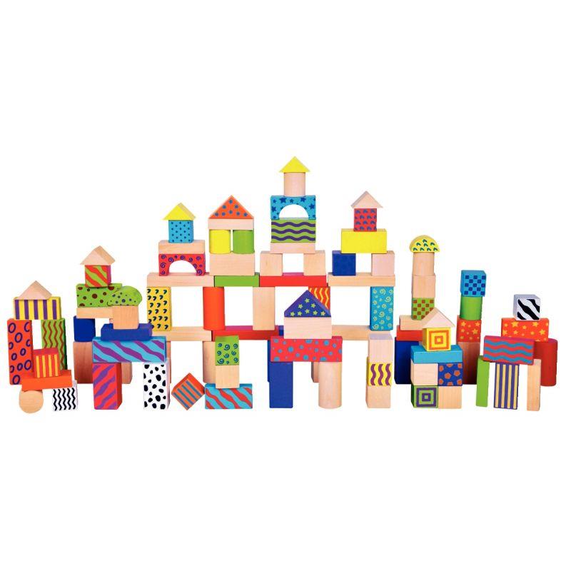 Image de  Baril de 100 blocs de construction en bois 