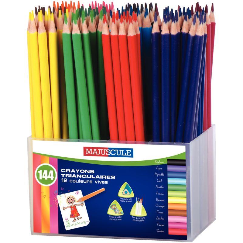 Image de  Classpack de 144 crayons de couleur Majuscule triangulaires assortis 