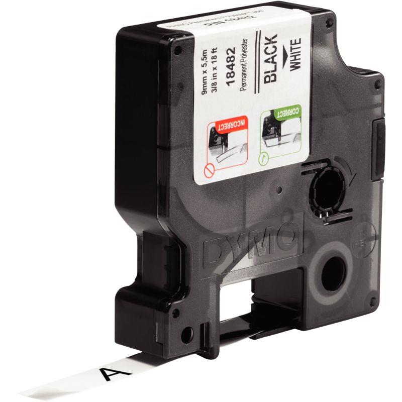 Image de  Recharge DYMO ruban polyester permanent 9mm x 5,5m noir sur blanc 