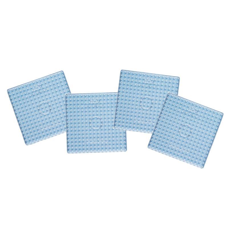 Image de  Sachet 4 plaques préformées pour perles Hama taille maxi, forme carrée transparente, format 15x15cm 